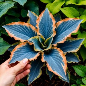 Хоста Океан Вью купить по цене от 960р. в интернет-магазине «Посадика» с доставкой почтой в в Куртамыше и по всей России – [изображение №1].