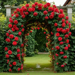 Роза плетистая Алый Триумф купить по цене от 319р. в интернет-магазине «Посадика» с доставкой почтой в в Куртамыше и по всей России – [изображение №1].