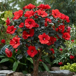 Гибискус Миднайт Роуз купить по цене от 269р. в интернет-магазине «Посадика» с доставкой почтой в в Куртамыше и по всей России – [изображение №1].